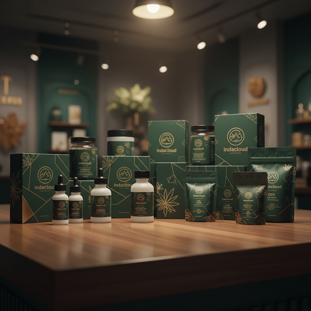 Premium Indacloud hemp products displayed in secure, branded packaging.