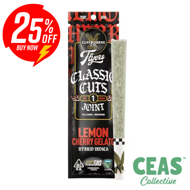 Lemon Cherry Gelato - Full Flyers Preroll 1g - Claybourne Co.